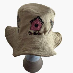 Bucket Hat Cap Birdhouse Garden Khaki Linen Floppy Brim Womens